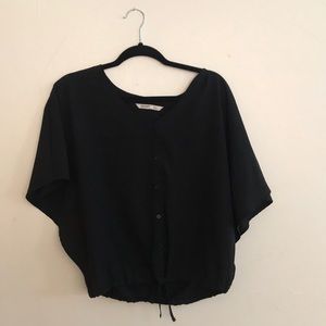 Old Navy Black Flowy Blouse w/ Elastic bottom